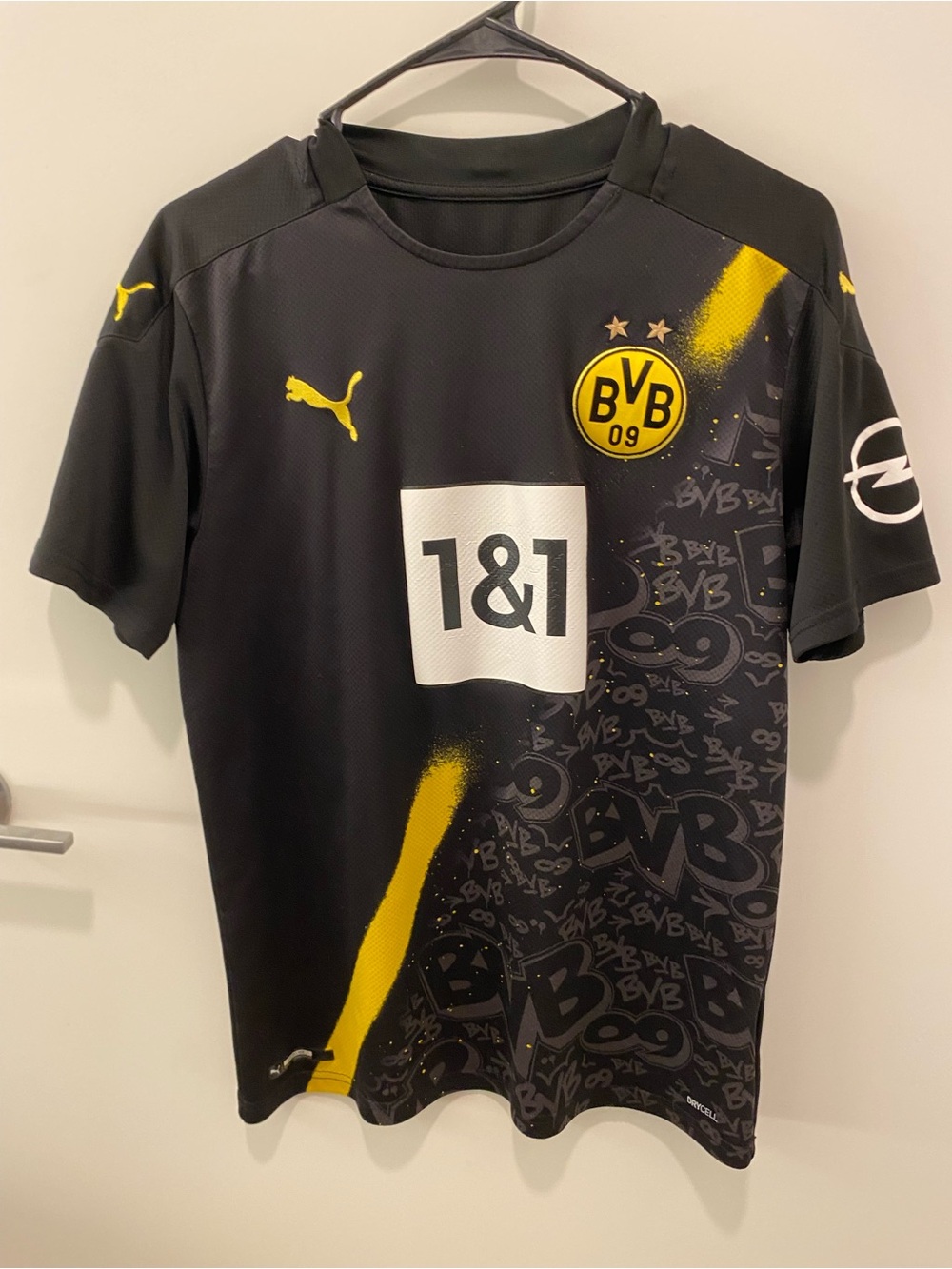 Puma x Borussia Dortmund Men's Black and Yellow Soccer Jersey